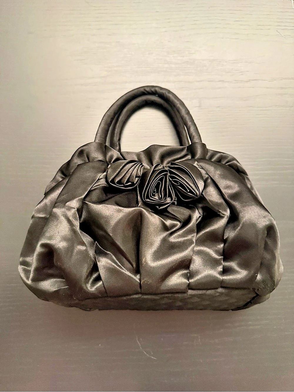 NaRaya Black Satin Evening Hand Bag